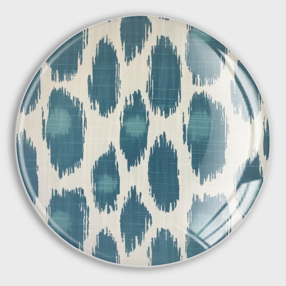 Evans1nism Blue Chinoiserie Glass Refrigerator Magnets, Ikat Style, 4-Piece Set