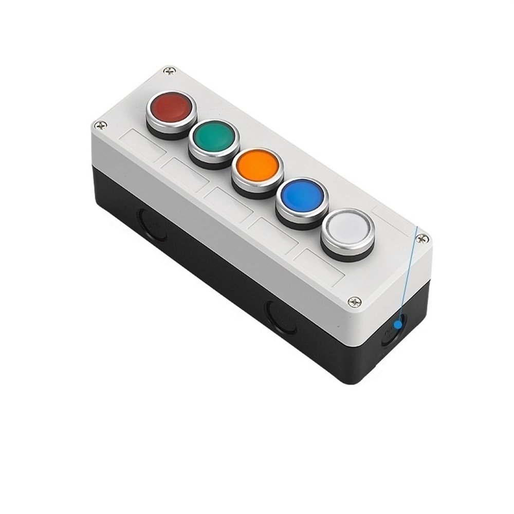 BCMCBV Plastic Pushbutton Switch Control Box, Self-Starting Button, Waterproof Box, Industrial Electrical Emergency Stop Switch (Color: 4-Hole-03)