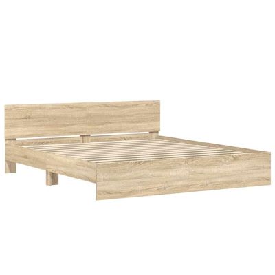 vidaXL Bed Frame with Headboard Sonoma Oak 63 x 79 in