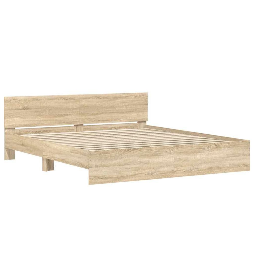 vidaXL Bed Frame with Headboard Sonoma Oak 63 x 79 in