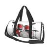 Cool Drum Set Print Round Large-Capacity Travel Bag, Black, One Size view 1