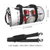 Cool Drum Set Print Round Large-Capacity Travel Bag, Black, One Size view 4