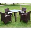BaraSh 5-Piece Brown Poly Rattan Garden Dining Set with Cushions view 1