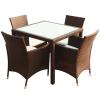 BaraSh 5-Piece Brown Poly Rattan Garden Dining Set with Cushions view 2