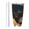 Insulated Stainless Steel Travel Tumbler with Straw, Elk in Meadow, 590 mL view 1