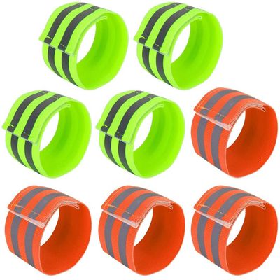 XYWHPGV 8-Piece Reflective Wristbands, High Visibility, Green/Orange