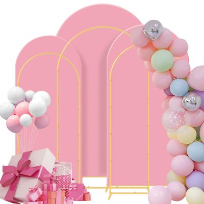 Gawicpy Wedding Arch Stand, 3-Piece Metal Set, Pink