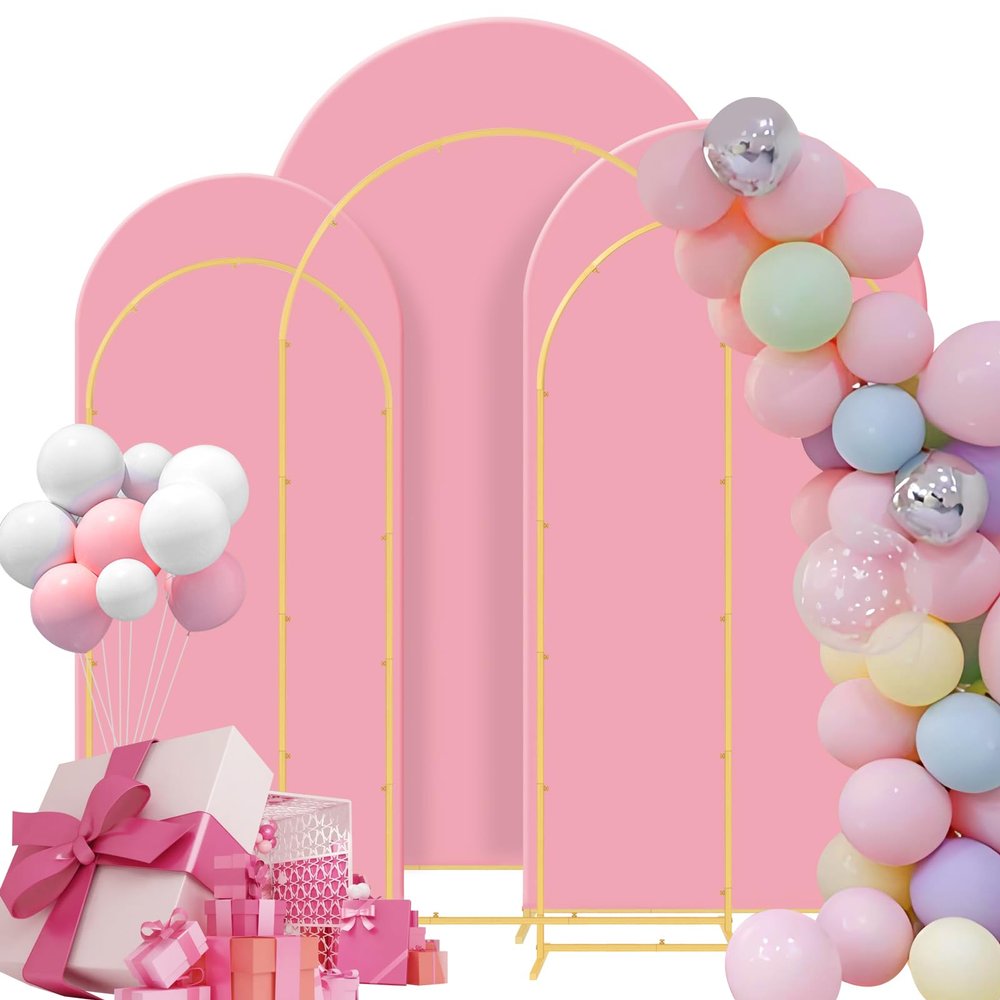 Gawicpy Wedding Arch Stand, 3-Piece Metal Set, Pink