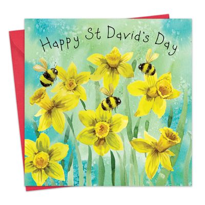 Twizler St. David's Day Card with Daffodils – Welsh Greeting Card