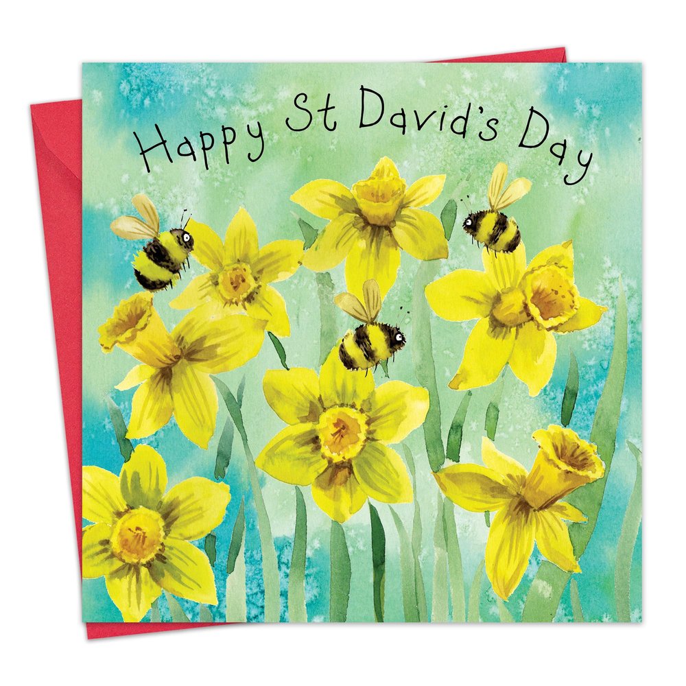 Twizler St. David's Day Card with Daffodils – Welsh Greeting Card