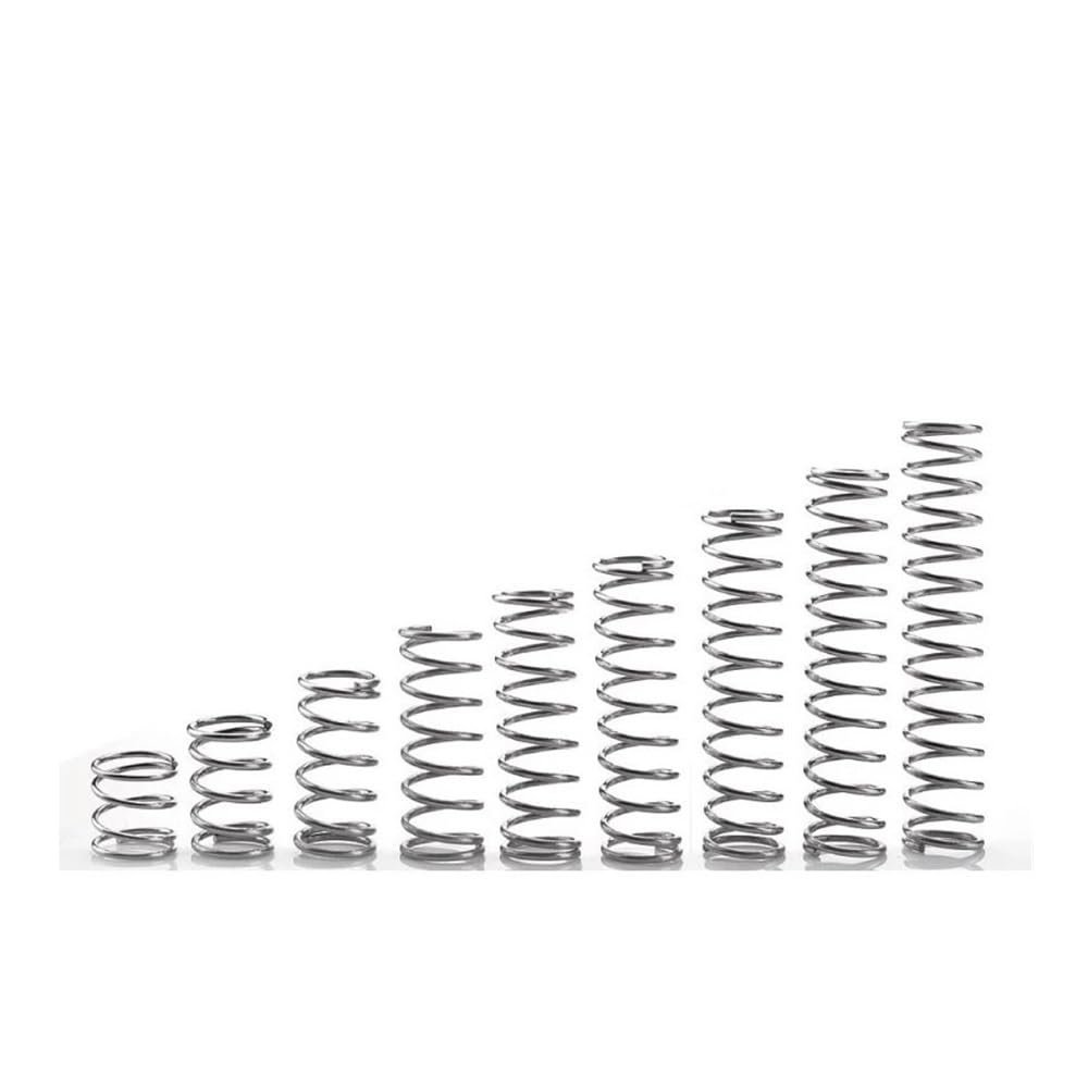 10 Steel Compression Springs, 0.7 mm Wire, 5–50 mm Length, 4/5/6/7/8/9/10/16 mm OD