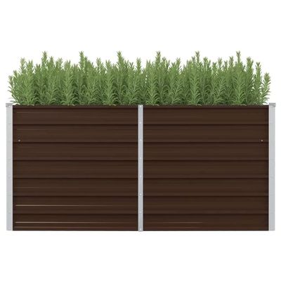 Gardening Brown Raised Garden Bed 160 x 80 x 77 cm, Galvanized Steel