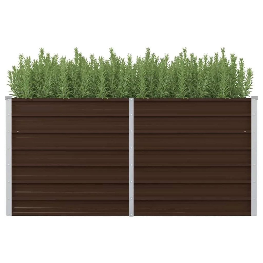 Gardening Brown Raised Garden Bed 160 x 80 x 77 cm, Galvanized Steel