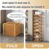 4-Tier Folding Bamboo Shoe Rack, Sturdy Freestanding Organizer for Corners, Doors, Hallways, and Bedrooms view 4