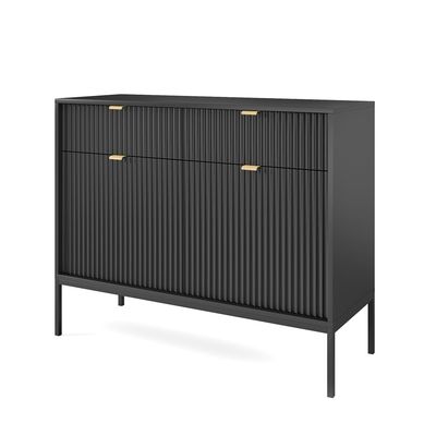 Lomadox Sideboard, 104 cm Wide, Black, Black Base, Gold-Tone Handles