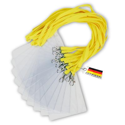 Cotton Lanyards with DIN A6 Badge Holders - twist4 (Yellow, 100 pcs.)