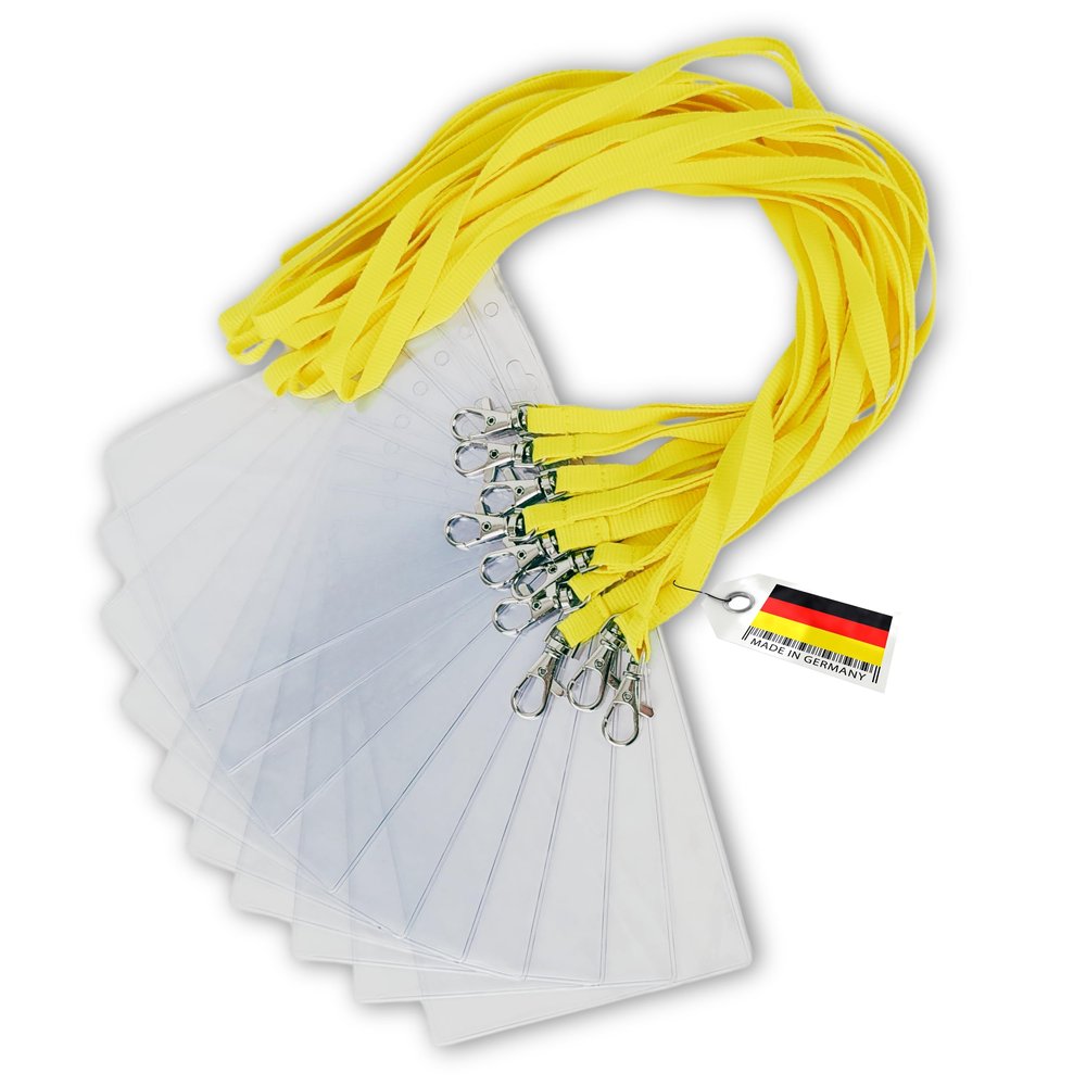 Cotton Lanyards with DIN A6 Badge Holders - twist4 (Yellow, 100 pcs.)
