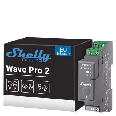 Shelly Wave Pro 2 | Professional 2-Channel DIN-Rail Z-Wave Smart Switch | Dry Contacts | Z-Wave Gateway Required