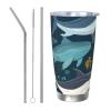 VducK 590 ml Insulated Stainless Steel Travel Tumbler with Lid, Whale Pattern view 1