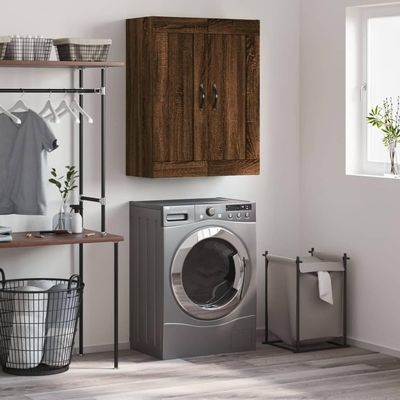 SMTSEC Storage Cabinet, Wall Cabinet, Brown Oak, 69.5 x 34 x 90 cm