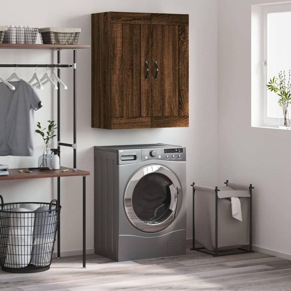 SMTSEC Storage Cabinet, Wall Cabinet, Brown Oak, 69.5 x 34 x 90 cm