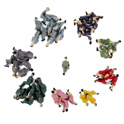 50 Seated Painted Plastic Figures, 1:32 Scale