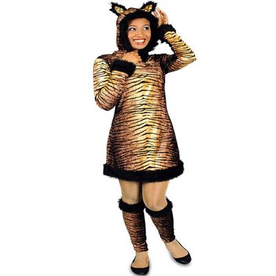 Das Kostmland Women's Tiger Costume with Hood, Tail and Leg Warmers, Size 36/38