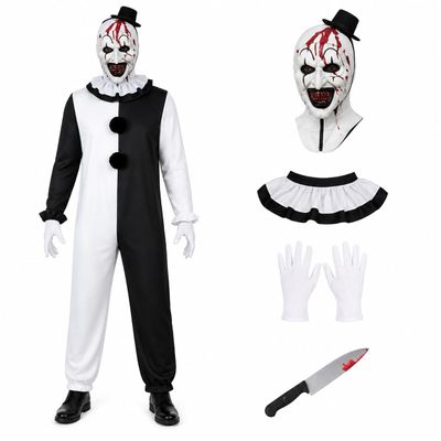 Claofoc Terrifier Art the Clown Adult Costume, 5-Piece Jumpsuit and Mask