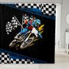 feelingyou Cool Motorcycle Racing Shower Curtain, Black and White Checkered, L view 1
