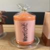 Bulla Design Wordlight Candle with Glass Plate, “Wishes for Life,” Mango view 3