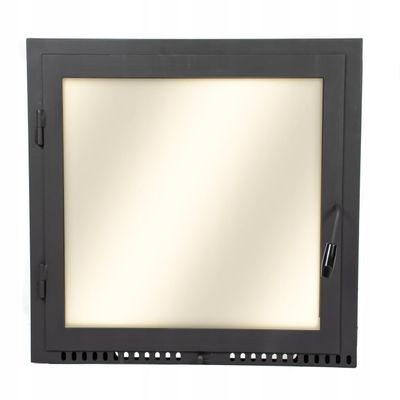 RhineCart Basics Fireplace/Pizza Oven Door, 520 x 420 mm, Heat-Resistant Glass, Steel, Left Hinges
