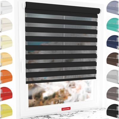 Schuette Black Flag Day & Night Double Roller Shade, 115 x 230 cm, No-Drill or Drill Mount