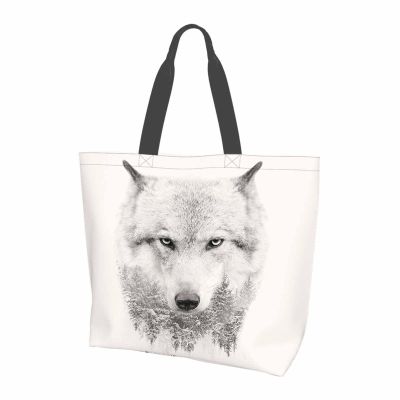 FWJZDSP Stylish Canvas Tote Bag for Women and Girls, Wolf Dangerous Face, Lightweight Medium Reusable Shoulder Bag