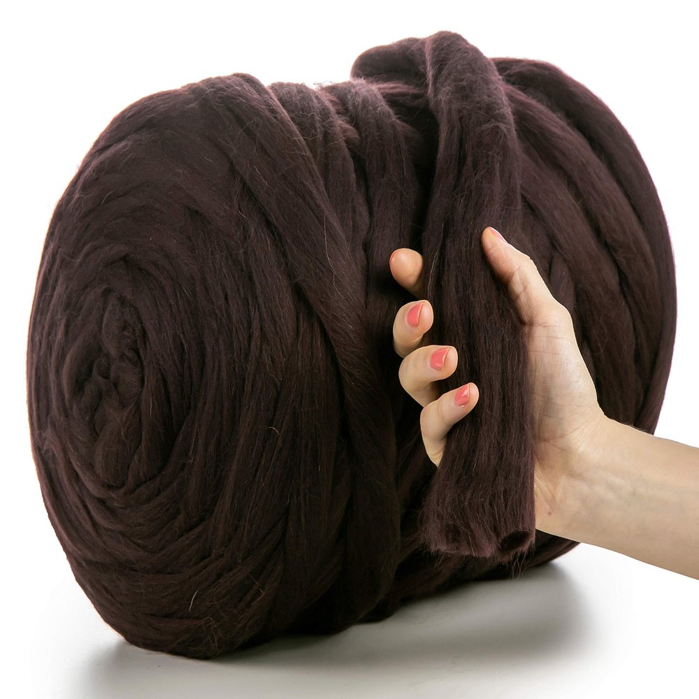 MeriWoolArt XXL Merino Wool, 100% Virgin Wool, Extra-Thick Felting Yarn (45 cm), Aubergine, 1 kg