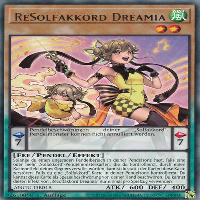 ANGU-DE015 - ReSolfakkord Dreamia - Rare - 1st Edition - German - Ancient Guardians - with LMS Trading Field Center Card - Yu-Gi-Oh!