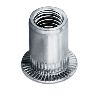 Flat-Head Blind Rivet Nuts, Zinc-Plated Steel M6, 5.0–8.0 mm Grip Range, 10-Pack