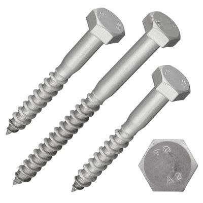 DSM Hex-Head Wood Screws 6 x 50 mm, Stainless Steel A2, 5 pcs
