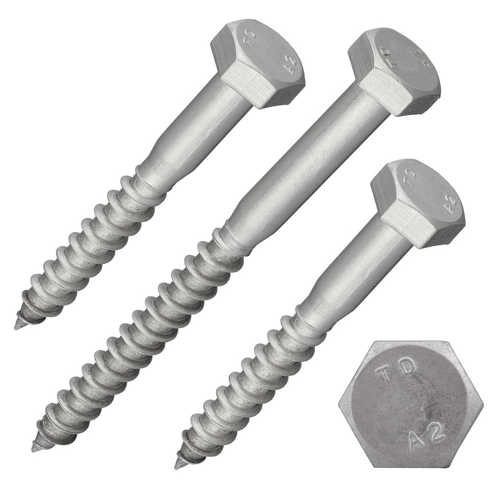 DSM Hex-Head Wood Screws 6 x 50 mm, Stainless Steel A2, 5 pcs