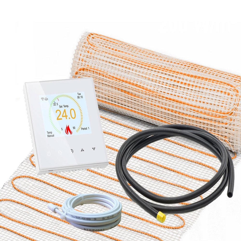 UltraPro 200 Electric Underfloor Heating Kit for Tile Floors with RT-70 Wi-Fi Touch Thermostat, 2 m²