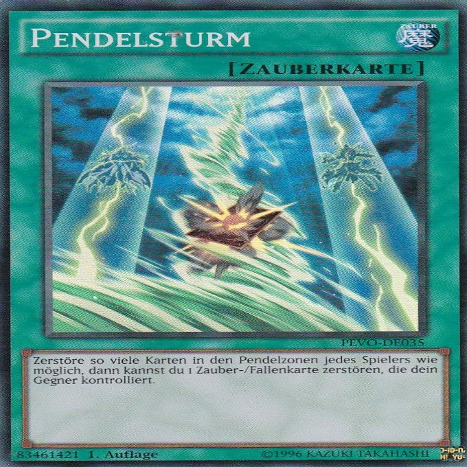 PEVO-DE035 - Pendulum Storm - Super Rare - 1st Edition - German - Pendulum Evolution - with LMS Trading Field Center Card - Yu-Gi-Oh!