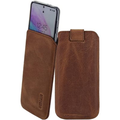 Suncase Leather Pouch Compatible with Samsung Galaxy A55 5G, Antique Coffee