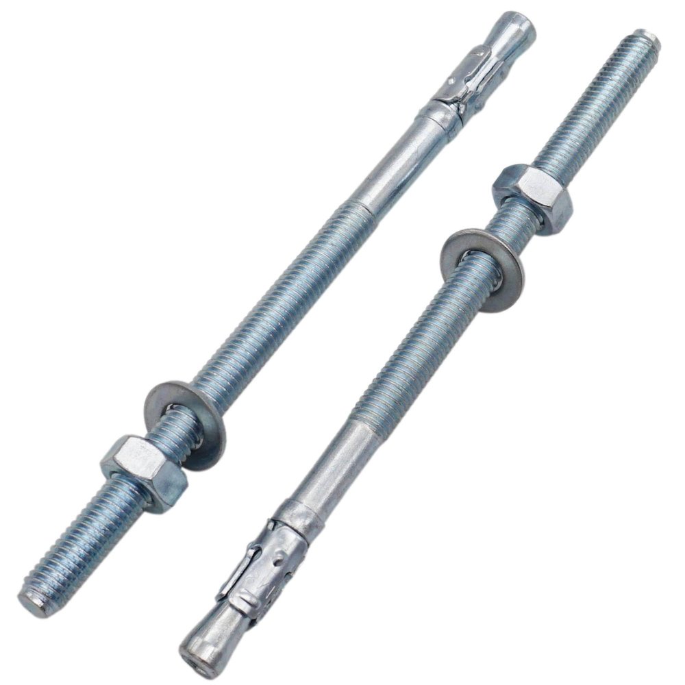 SKIR'CO (15 pcs) Zinc-Plated Wedge Anchors M8 x 140 mm, Concrete Anchors