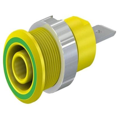 STUBLI 49.7046-20 4 mm Banana Socket, 32 A, 1 kV, Yellow-Green, Insulated