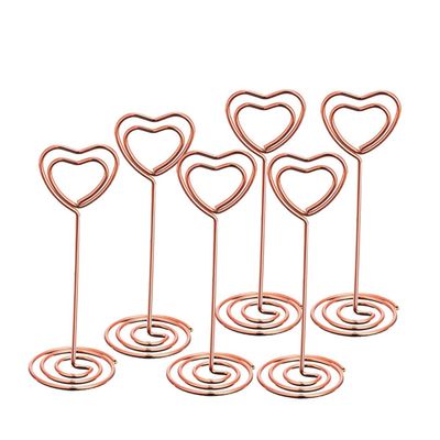 TEHAUX 18-Piece Heart-Shaped Rose Gold Photo Holder Set