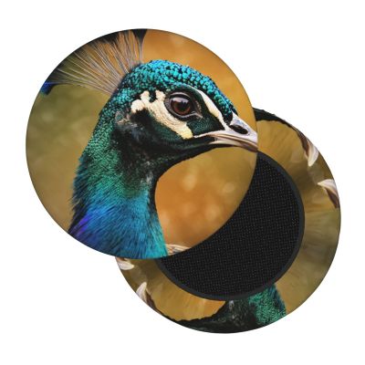 Round Velvet Seat Cover with Feather Motif
