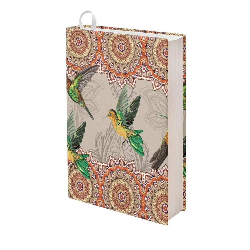 SEANATIVE Book Covers with Boho Hummingbird Print, Stretchable and Reusable, for Hardcover Textbooks up to 9 x 11 in