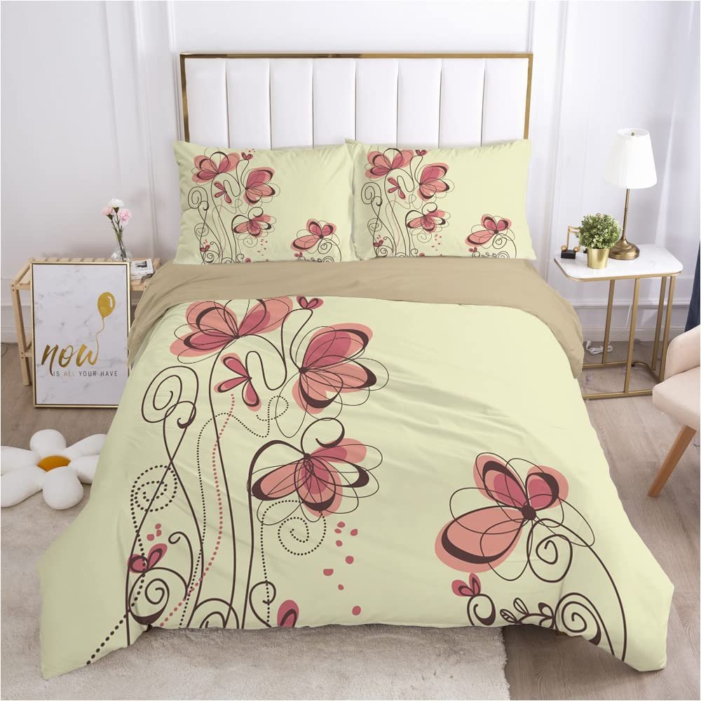SJSXWQN Yellow Butterfly Bedding Set, 135 x 200 cm