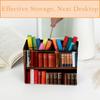 Desk Pen Holder, Black Wood Bookshelf Pencil Cup view 4