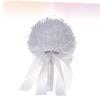 MAGICLULU White Bridal Bouquet with Artificial Pearls for Weddings view 2