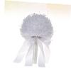 MAGICLULU White Bridal Bouquet with Artificial Pearls for Weddings view 3